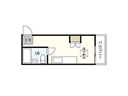 LUCIR十日市 ワンルームの間取図画像