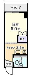 カーサ舟入 1Kの間取図画像
