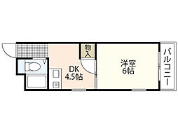 ポポラートヴィラ 1DKの間取図画像