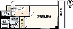 キャッスル大手町 1Kの間取図画像