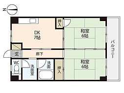 コンフォートT・T 2DKの間取図画像
