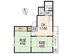 横田ビル 2DKの間取図画像