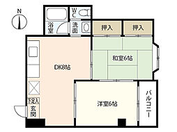 クオレ舟入 2DKの間取図画像