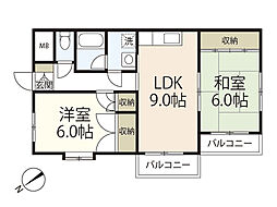 メゾンコーポ井口 2DKの間取図画像