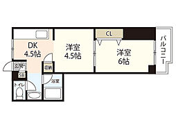 舟入安本ビル 5階2DKの間取り