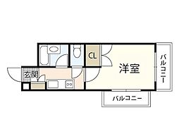 アルヴェール庚午 1Kの間取図画像