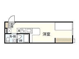 モーリスII 3階ワンルームの間取り