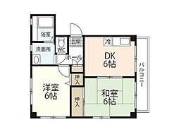 ヴィラ・シーン江波 2DKの間取図画像