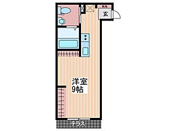バリスタ宇品 ワンルームの間取図画像