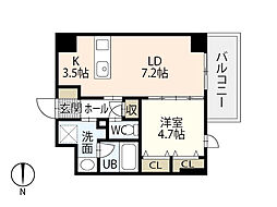 グランドベルファーレ京橋 1LDKの間取図画像