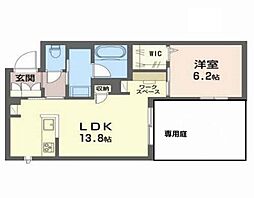 カトルレーヴ 1LDKの間取図画像