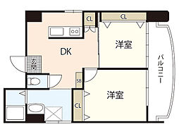 サンライズ舟入 2LDKの間取図画像