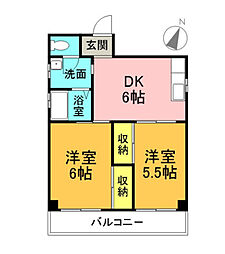 二村ビル 2DKの間取図画像