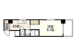 3イワヒロビル 1Kの間取図画像
