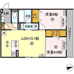 ミネット舟入南 2LDKの間取図画像