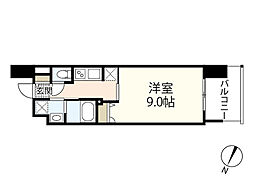 プライマル広島駅 1Kの間取図画像