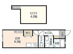 アメニティ江波 1LDKの間取図画像
