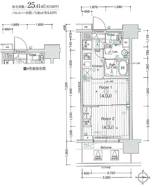 ガーラ・ヴィスタ大島 1002｜東京都江東区東砂1丁目(賃貸マンション2K・10階・25.41㎡)の写真 その2