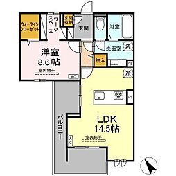 D-ROOM 松山 1LDKの間取図画像