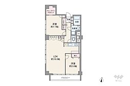 パレス三條 2LDKの間取図画像