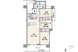グランイーグルリバーサイド大森 2SLDKの間取図画像
