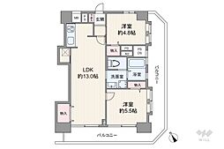 青葉台フラワーマンション 2LDKの間取図画像