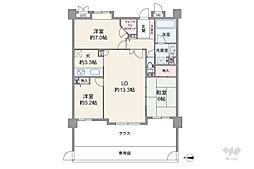 コスモ武蔵中原ウイングコート 3LDKの間取図画像