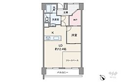 エル・アルカサル目黒 1SLDKの間取図画像