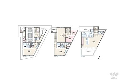 間取り：間取りは延床面積174.23平米の3LDK。