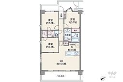 バースシティ溝の口WEST 3LDKの間取図画像
