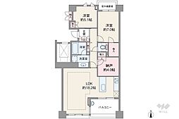 ライオンズスクエア用賀 2LDKの間取図画像