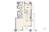間取り：専有面積85.69m2、バルコニ―面積20.42m2のワンルーム。室内に梁や柱のないアウトフレーム構造を活かした、開放感のある空間です。南東角部屋で採光は良好。ハイサッシュを採用しています。