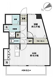 湯島武蔵野マンション 1LDKの間取図画像