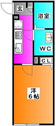 カーサ草加 1Kの間取図画像