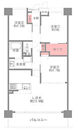 キングマンション鴻池 3LDKの間取図画像
