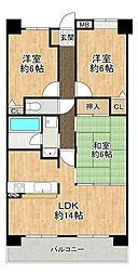 レジオン東大阪 3LDKの間取図画像