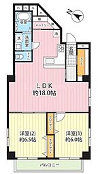 JR中央線 西八王子駅 徒歩4分 2LDKの間取り