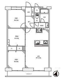 京王高尾線 めじろ台駅 徒歩2分 3LDKの間取り