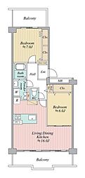 セントポリア北大阪VISON1番館 2LDKの間取図画像