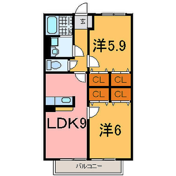 フェリーチェ尾上 206｜兵庫県加古川市尾上町養田2丁目(賃貸アパート2LDK・2階・48.54㎡)の写真 その2