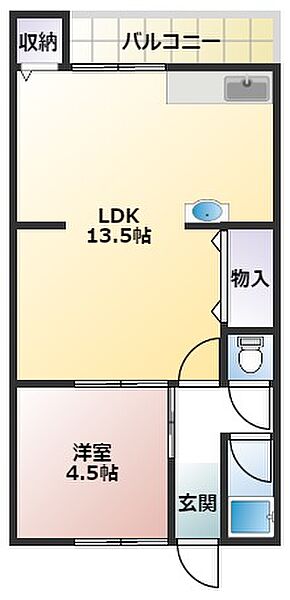 パールハイツ 12｜兵庫県加古川市尾上町養田(賃貸アパート1LDK・2階・44.29㎡)の写真 その2