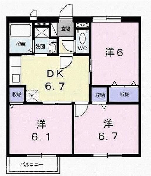 シャルマンホームＢ 203｜兵庫県加古川市尾上町今福(賃貸アパート3DK・2階・54.89㎡)の写真 その2