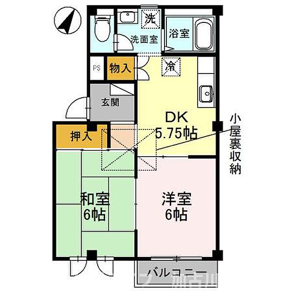 ローレルハイツI 203｜兵庫県加古川市加古川町粟津(賃貸アパート2DK・2階・41.88㎡)の写真 その2