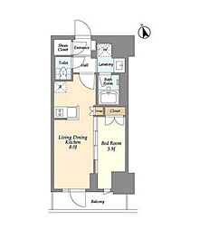 都営新宿線 船堀駅 徒歩9分の賃貸マンション 12階1LDKの間取り