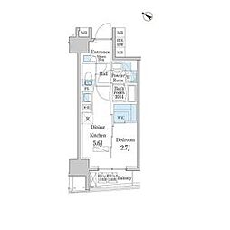 東京メトロ半蔵門線 水天宮前駅 徒歩2分の賃貸マンション 8階1DKの間取り