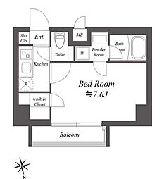 東京メトロ東西線 木場駅 徒歩9分の賃貸マンション 4階1Kの間取り