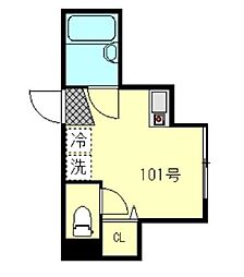 東京メトロ東西線 葛西駅 徒歩8分の賃貸アパート 1階ワンルームの間取り