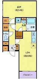 東京メトロ日比谷線 八丁堀駅 徒歩4分の賃貸マンション 4階1LDKの間取り