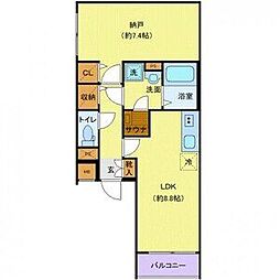 東京メトロ日比谷線 八丁堀駅 徒歩4分の賃貸マンション 5階1LDKの間取り