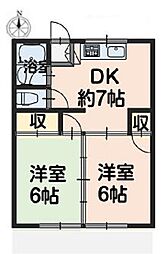 東京メトロ東西線 葛西駅 徒歩12分の賃貸アパート 1階2DKの間取り